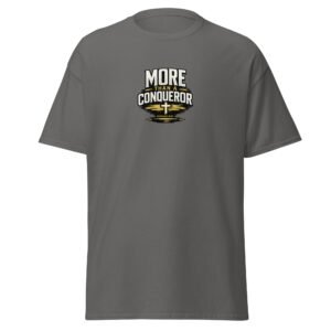 Powerful More Than a Conqueror™ Premium Faith Tee featuring Romans 8:37 Christian design