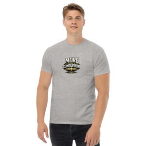 Powerful More Than a Conqueror™ Premium Faith Tee featuring Romans 8:37 Christian design