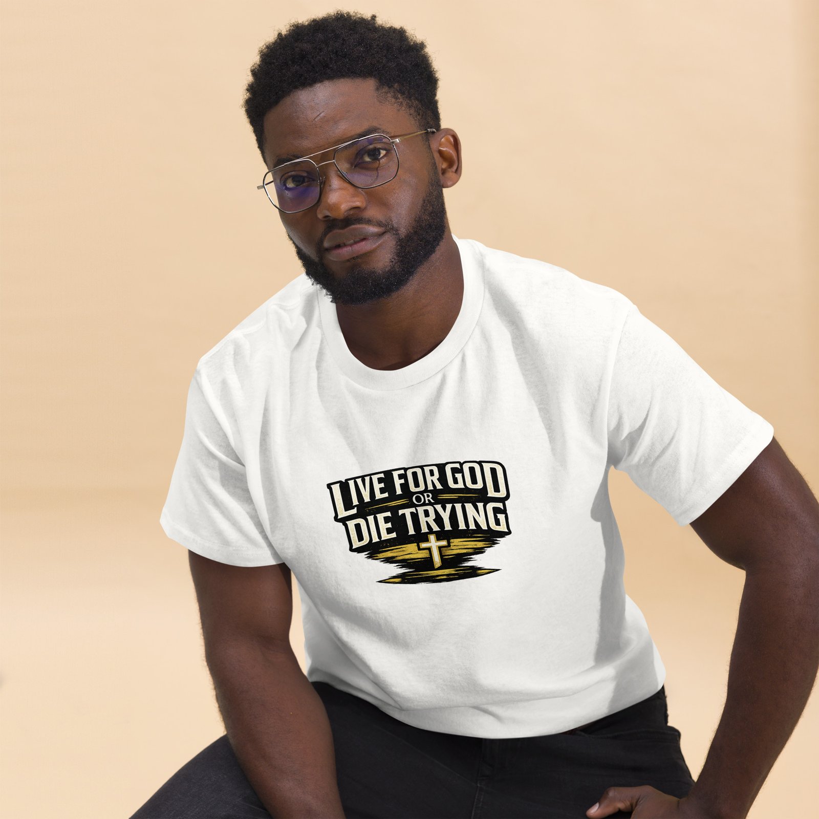 live for god or die trying — premium faith tee live for god or die trying — premium faith tee
