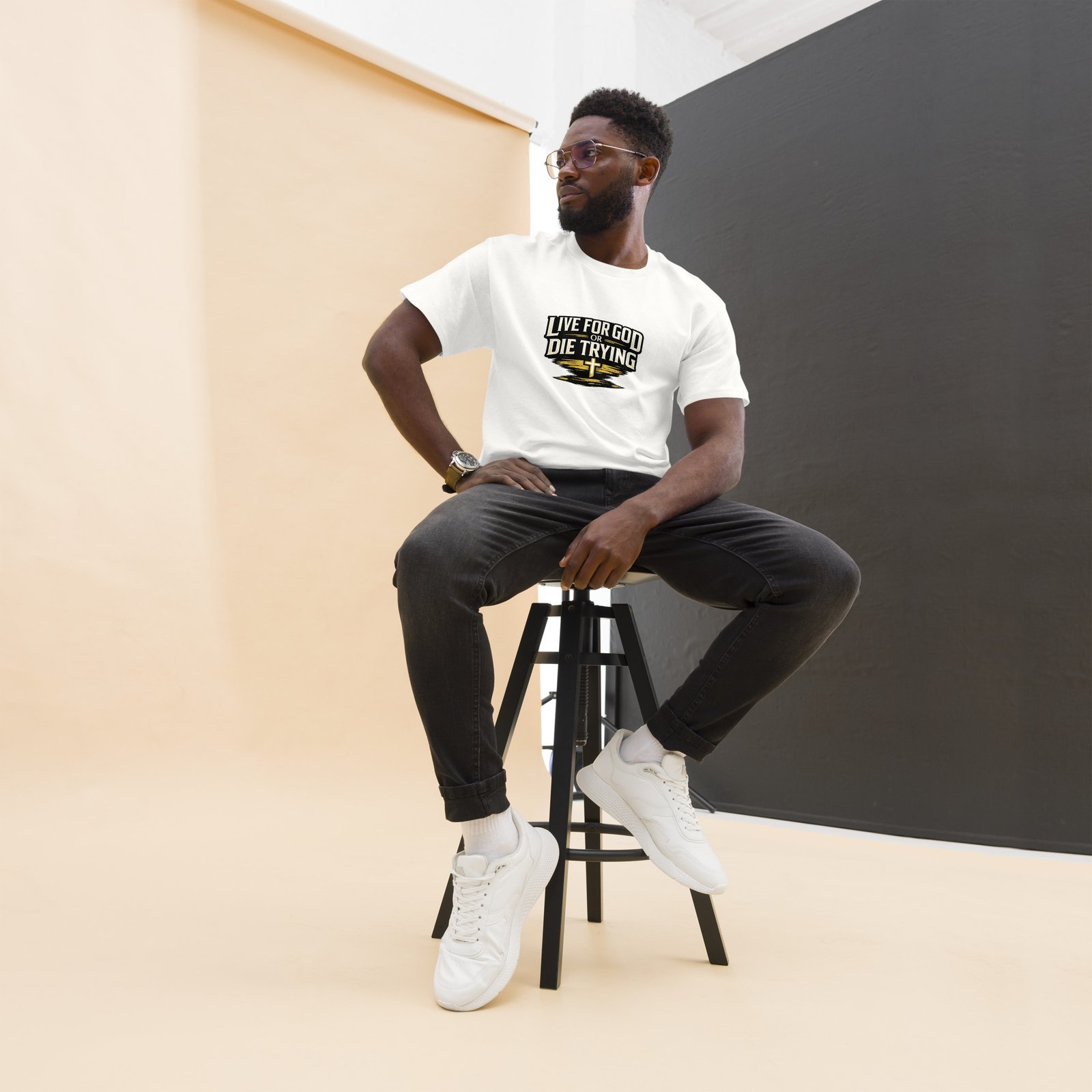 live for god or die trying — premium faith tee live for god or die trying — premium faith tee