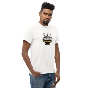 Powerful More Than a Conqueror™ Premium Faith Tee featuring Romans 8:37 Christian design