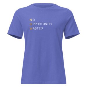 Powerful NOW Gold women's Christian tee featuring the No Opportunity Wasted design