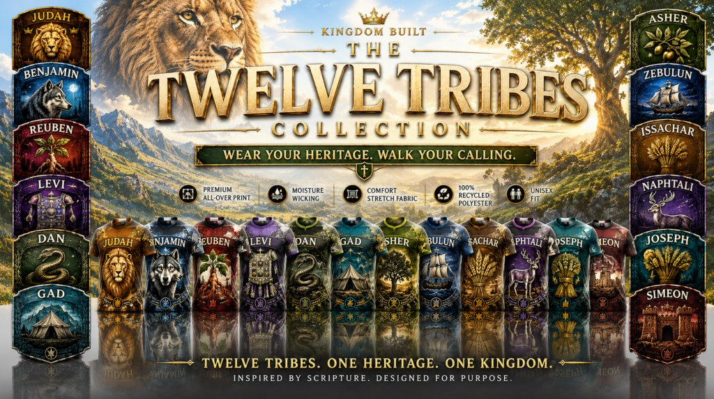 Twelve Tribes Collection Christian t-shirts inspired by the twelve tribes of Israel and God's Kingdom.