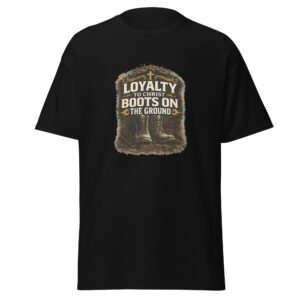 Powerful Loyalty to Christ Boots on the Ground Premium Christian T-shirt for bold biblical faith