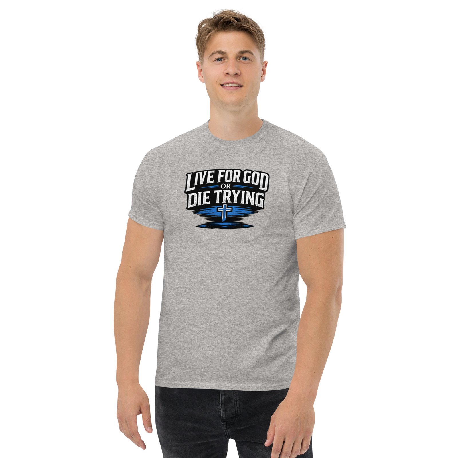 live for god or die trying — premium faith tee live for god or die trying — premium faith tee