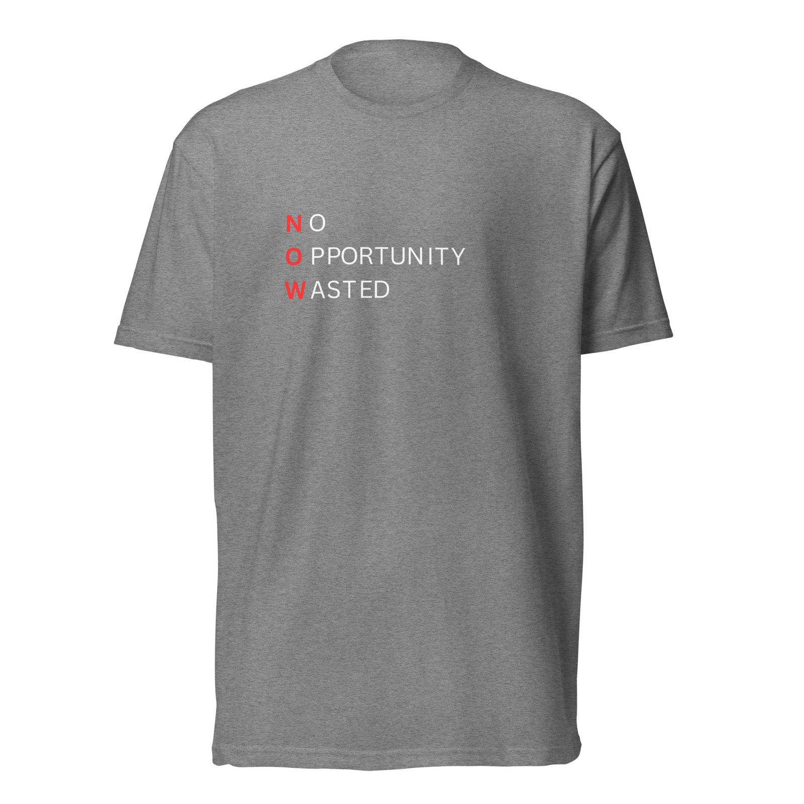 now™ red black | no opportunity wasted — premium front tee now™ red black | no opportunity wasted — premium front tee