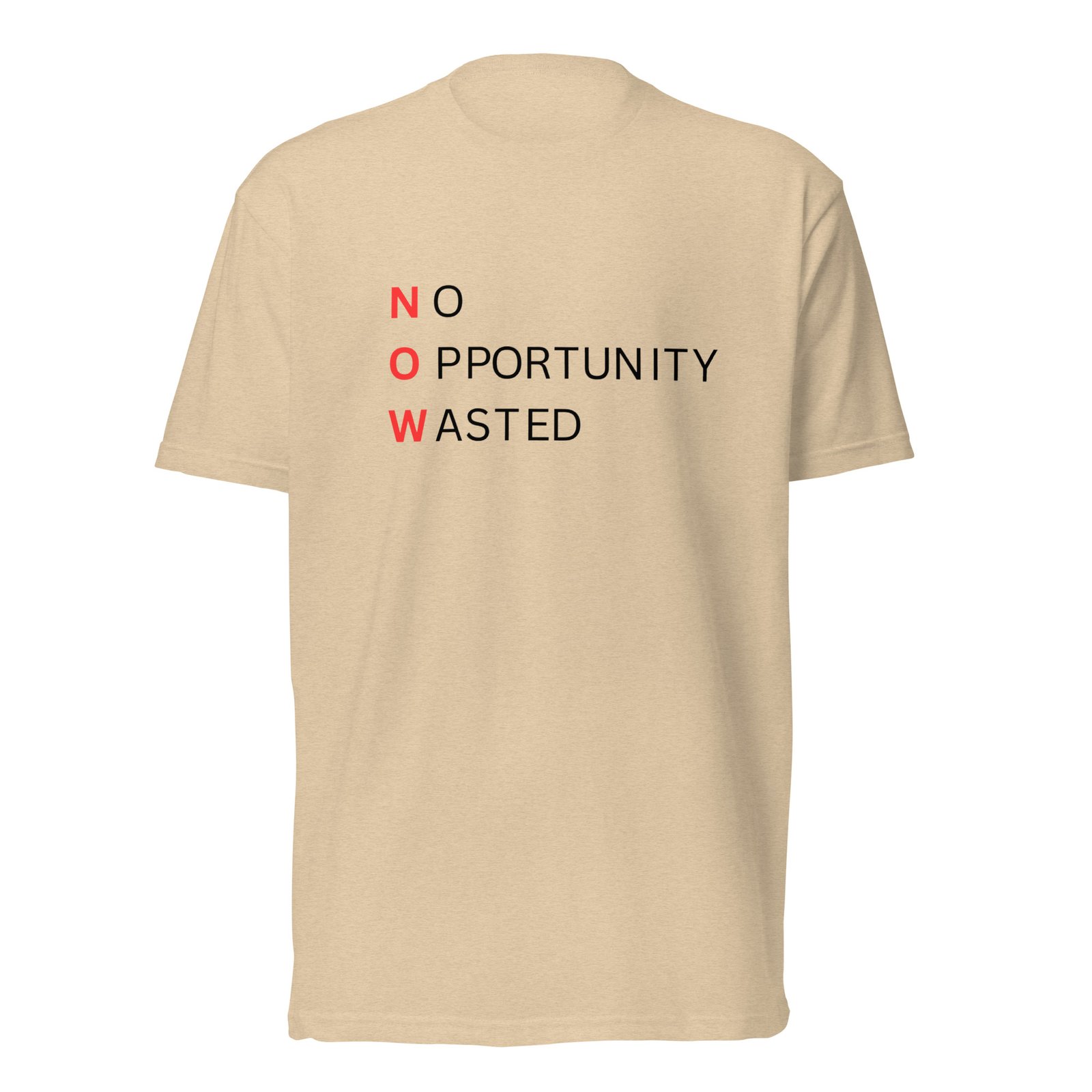 now™ red black | no opportunity wasted — premium front tee now™ red black | no opportunity wasted — premium front tee