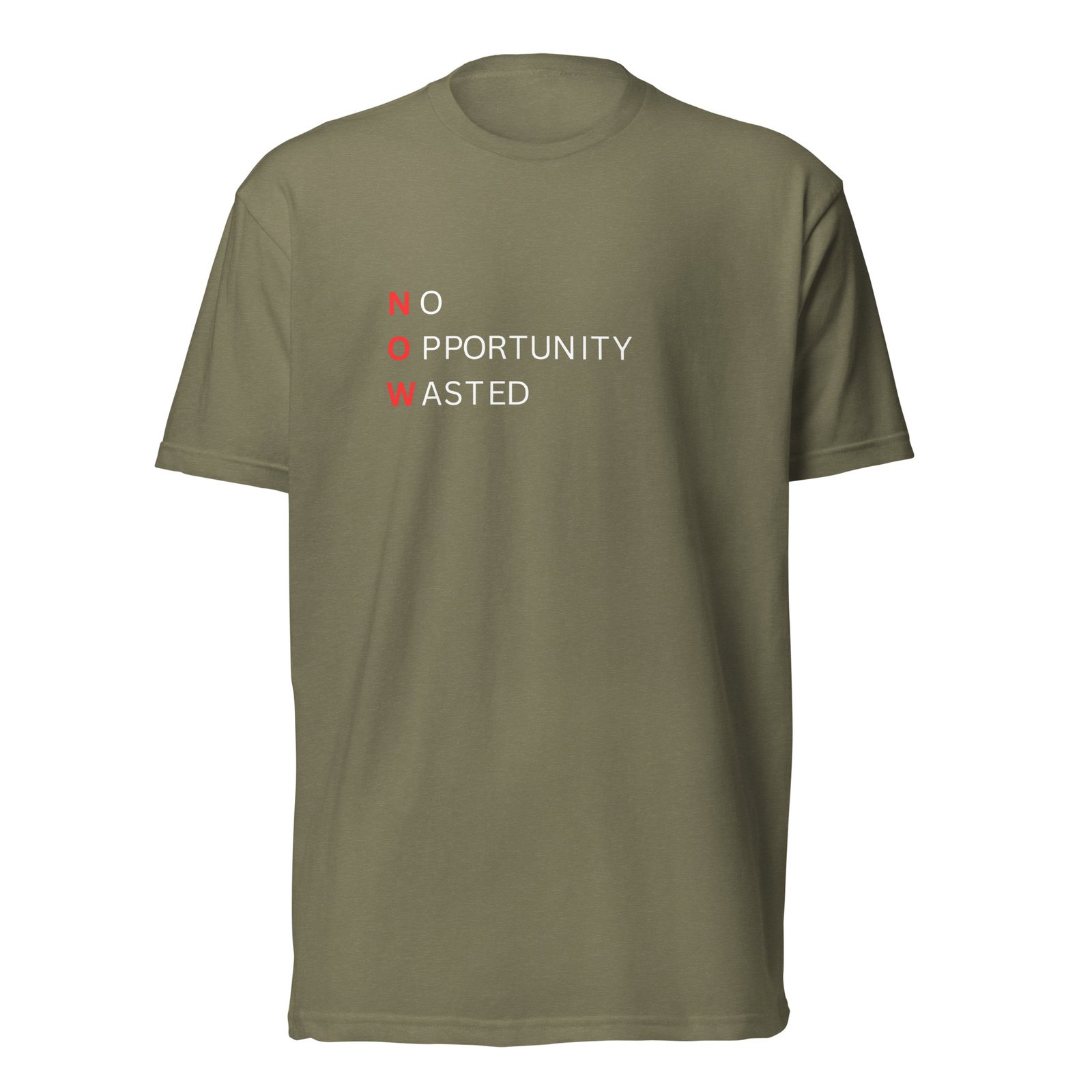 now™ red black | no opportunity wasted — premium front tee now™ red black | no opportunity wasted — premium front tee