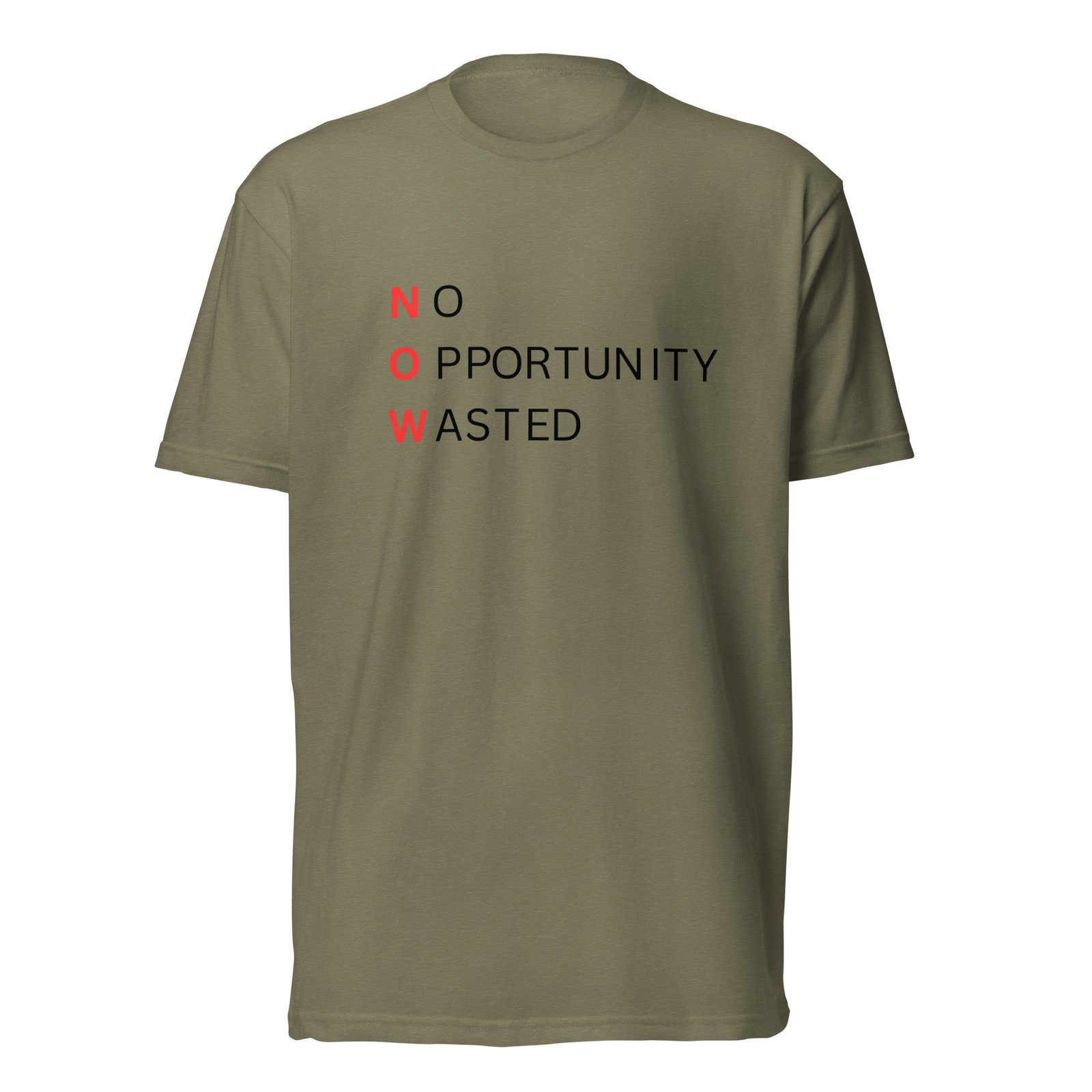 now™ red black | no opportunity wasted — premium front tee now™ red black | no opportunity wasted — premium front tee
