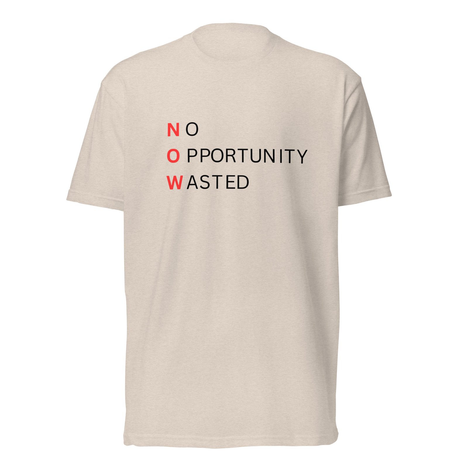 now™ red black | no opportunity wasted — premium front tee now™ red black | no opportunity wasted — premium front tee