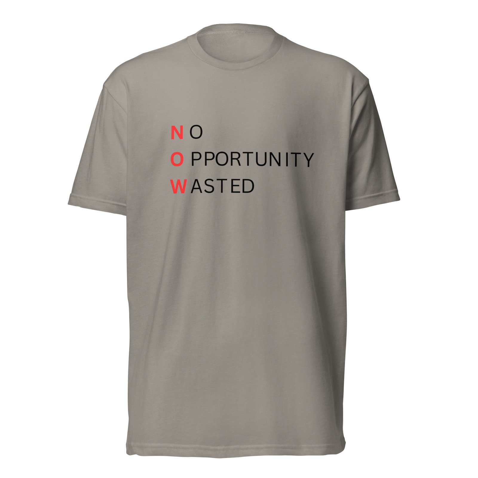 now™ red black | no opportunity wasted — premium front tee now™ red black | no opportunity wasted — premium front tee