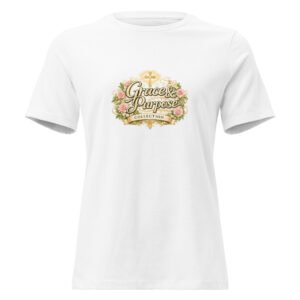 Powerful Grace & Purpose women's Christian tee inspired by Ephesians 2:10