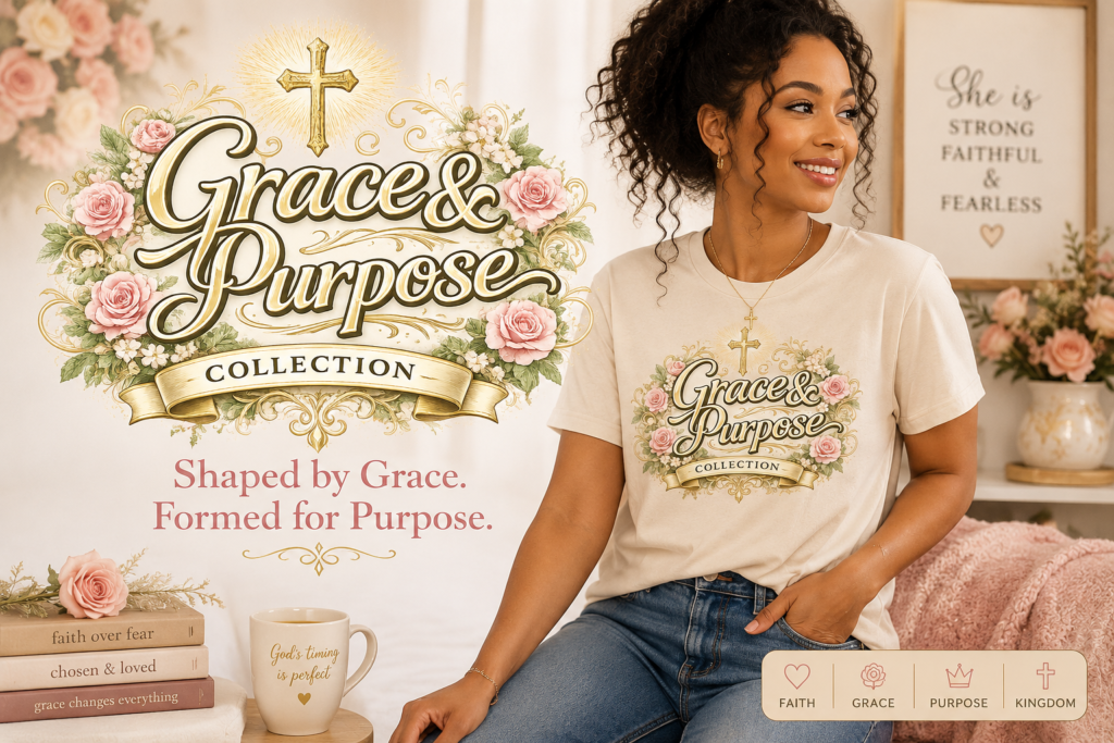 Grace & Purpose Collection Christian women's apparel celebrating faith, grace, and God's purpose for every woman.